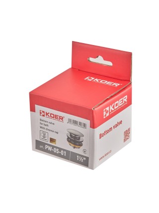 Донний клапан для ванної Koer PW-05-01 1 1/2'' кнопка хром KR3406 Донний клапан для ванної Koer PW-05-01 1 1/2'' кнопка хром KR3406