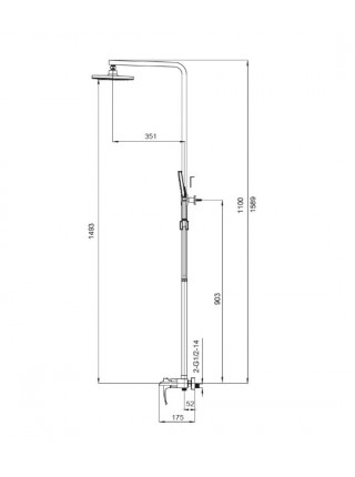 Душова система із змішувачем водоспад Koer KB-58007-05 чорний KR3463