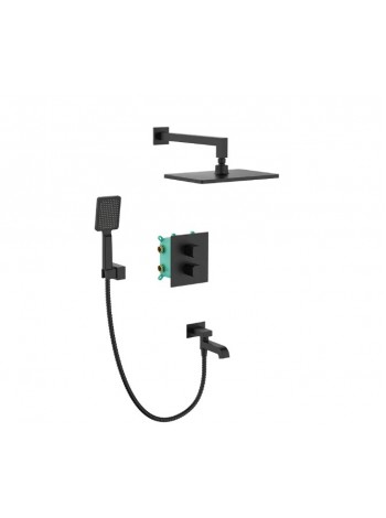 Душевая система скрытого монтажа Koer KB-67011-05 KR4727 с термостатом чёрная