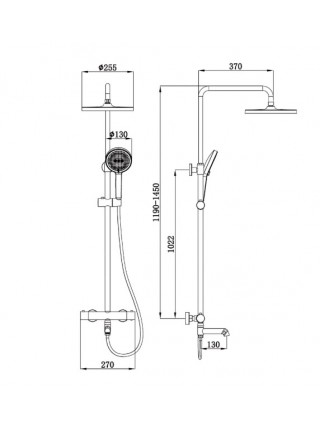 Душова система з термостатом Koer KB-57029-05 чорна KR5491