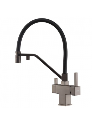 Кухонный смеситель с краном для фильтра KOER KB-72036-07 графит KR5812