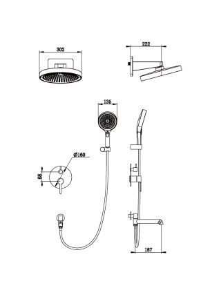 Вбудована душова система Koer KB-66029-07 графіт KR5954