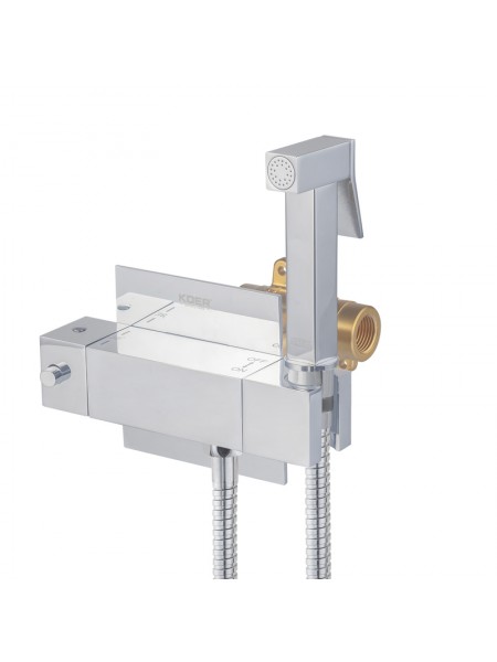Гигиенический душ скрытого монтажа с термостатом Koer KB-24038-01 хром KR5964 Гигиенический душ скрытого монтажа с термостатом Koer KB-24038-01 хром KR5964