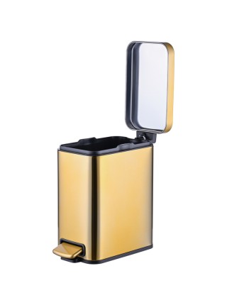 Прямокутне відро для сміття з плавним закриттям Mixxus Quadro-TC0105 Brushed Gold 5 л золото MI8394