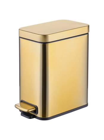 Прямокутне відро для сміття з плавним закриттям Mixxus Quadro-TC0105 Brushed Gold 5 л золото MI8394