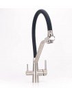 Смеситель для кухни на две воды с гибким изливом Mixxus FUL-021 REFL.BLACK нержавеющая сталь SUS304 MX0787