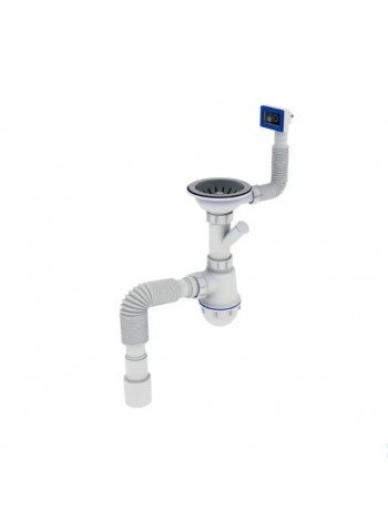 Сифон для кухни Zerix SK-02-B 3 1/2 x40 с резьб. выпуском и отводом для стиральной машины ZX4953