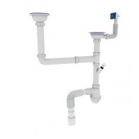 Сифон для кухни ZERIX SK-03-A 3 1/2 x40 с двумя резьб. выпусками и отводом для стиральной машины ZX4955