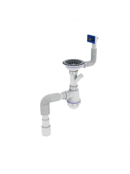 Сифон для кухні Zerix SK-02-B 3 1/2 x40 з різьбленням. випуском та відведенням для пральної машини ZX4953