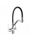 Кухонный смеситель с краном для фильтра Frap F4374-1 чёрный хром