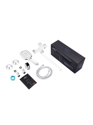 Білий Змішувач у ванну з душем Kroner KRP Essen W070 латунний