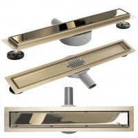 Трап для душа 100 см под плитку с поворотным сифоном Neo & Pure Pro Gold 1000 REA-G5611 золото