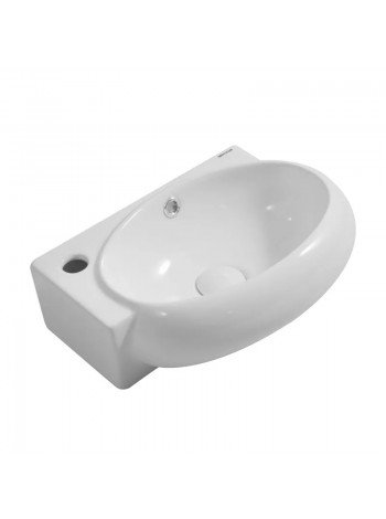 Умивальник підвісний овальний Mixxus Premium DIVERSE-1201-R 400х215х140 мм з отвором під змішувач та перелив