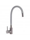 Кухонный смеситель серый с гибким изливом MIXXUS SUS 011 SS2799 из нержавеющей стали
