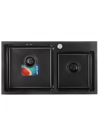 Мойка для кухни двойная из нержавеющей стали Mixxus MX7843-PVD-Black MX0565
