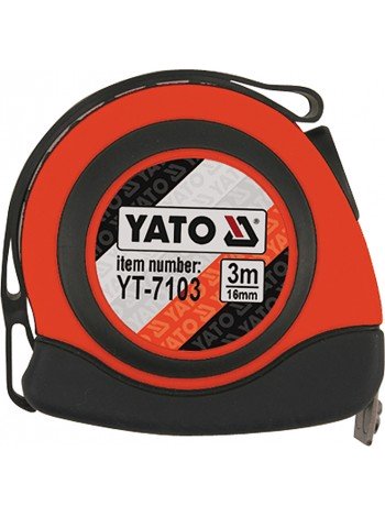 Рулетка з нейлоновим покриттям і магнітами 3 м х 16 мм Yato YT-7103