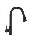 Чёрный смеситель для кухни с выдвижной лейкой MIXXUS SUS-014-B BLACK MI5862 из нержавеющей стали