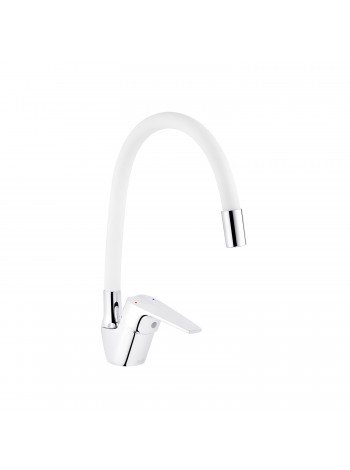 Смеситель для кухни белый с гибким изливом Kroner KRM Odra - C032WHI