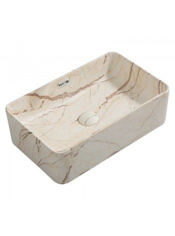 Раковина чаша у ванну Mixxus Premium QUADRO-0208 MARBLE 480х315х140 мм з переливом MP6518