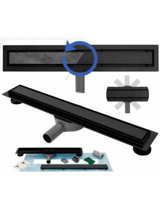 Трап для душу під плитку 60 см з поворотним сифоном Neo&Pure Pro Black 600 REA-G8905 чорний