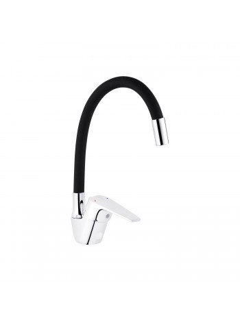 Гибкий Смеситель для кухни Kroner KRM Odra - C032BLK чёрный хром