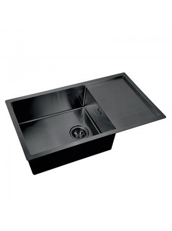 Мойка на кухню чёрная с крылом врезная под столешницу Mixxus MX7844-PVD-Black MX0561
