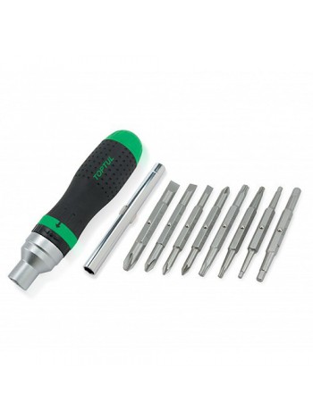 Трещоточная викрутка-бітотримач 1/4" TOPTUL 19-в-1 GAAR1002