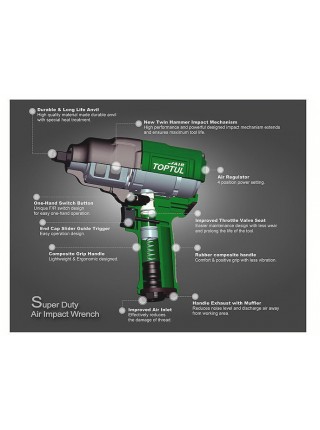 Гайковерт пневматичний TOPTUL 3/4" 1085N/m 8000об/хв KAAJ2480