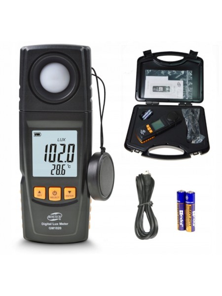 Вимірювач освітленості-люксметр термометр, USB 200000 Lux BENETECH GM1020