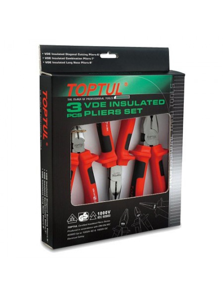 Плоскогубці діелектричні 1000V TOPTUL набір 3ед. GAAE0301