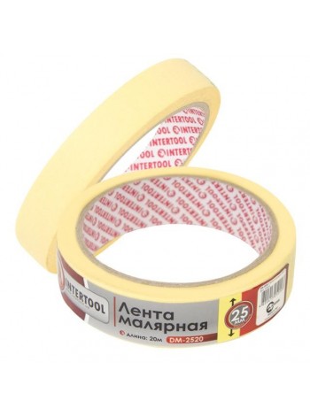 Стрічка малярна 25мм, 20м, жовта INTERTOOL DM-2520