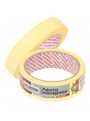 Стрічка малярна 30мм, 20м, жовта INTERTOOL DM-3020
