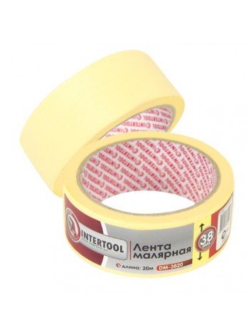 Стрічка малярна 38мм, 20м, жовта INTERTOOL DM-3820