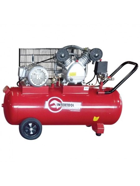 Компресор 100 л, 3 кВт, 380 В, 8 атм, 500 л/хв, 2 циліндра INTERTOOL PT-0013