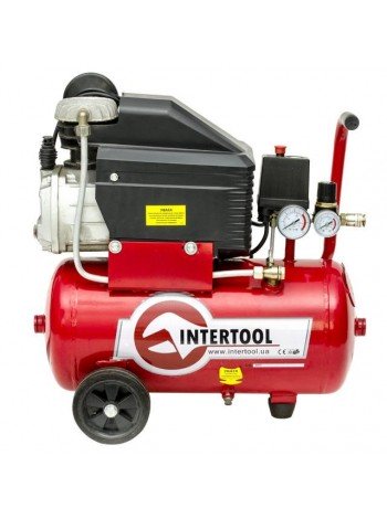 Компресор 24 л, 1.5 кВт, 220 В, 8 атм, 206 л/хв INTERTOOL PT-0010