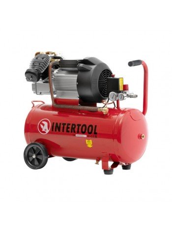 Компрессор 100 л, 3 кВт, 220 В, 8 атм, 420 л/мин, 2 цилиндра INTERTOOL PT-0008