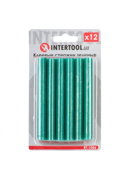 Комплект зелених клейових стрижнів 11.2 мм*100мм, 12шт. INTERTOOL RT-1056