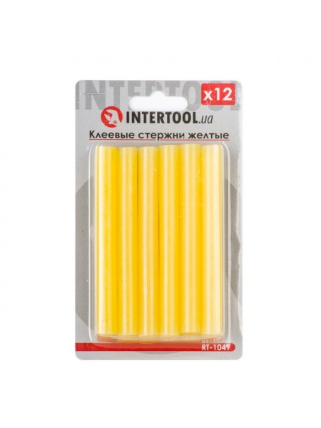 Комплект жовтих клейових стрижнів 11.2 мм*100мм, 12шт. INTERTOOL RT-1049