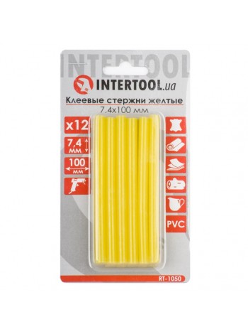 Комплект желтых клеевых стержней 7.4мм*100мм, 12шт. INTERTOOL RT-1050