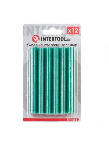 Комплект зелених клейових стрижнів 11.2 мм*100мм, 12шт. INTERTOOL RT-1056