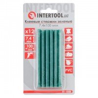 Комплект зелених клейових стрижнів 7.4 мм*100мм, 12шт. INTERTOOL RT-1058