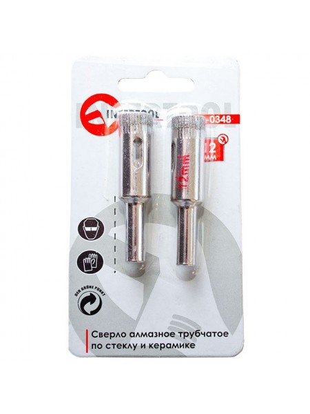 Алмазне свердло трубчасте по склу та кераміці 14 мм INTERTOOL SD-0349