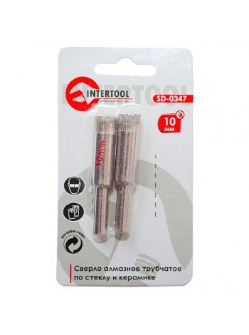 Сверло алмазное трубчатое по стеклу и керамике 10 мм INTERTOOL SD-0347