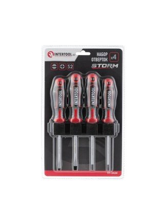 Набор отверток 4 ед ( SL5.0*100мм, SL6.0*100мм, PH1*100мм, PH2*100мм), STORM INTERTOOL VT-3434 Набор отверток 4 ед ( SL5.0*100мм, SL6.0*100мм, PH1*100мм, PH2*100мм), STORM INTERTOOL VT-3434