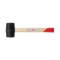 Киянка резиновая 350г. 50 мм, черная резина, деревянная ручка Intertool HT-0236