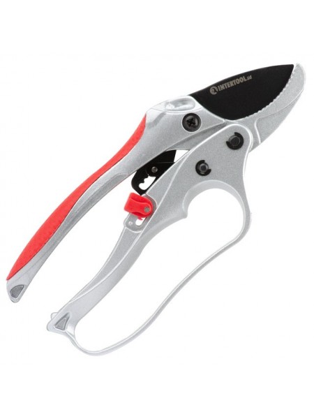 Секатор з храповим механізмом 180мм INTERTOOL FT-1006