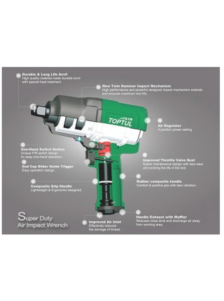 Гайковерт пневматичний TOPTUL 3/4" 1763N/m 6000об/хв KAAJ2413