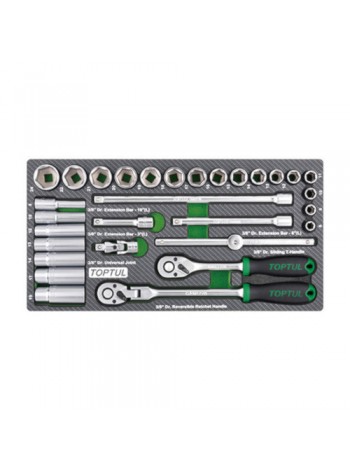 Тріскачки і головки в ложементі 3/8" 30ед. TOPTUL GEA3005