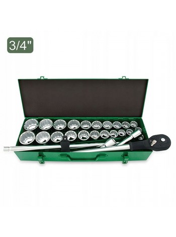 Набір інструменту метр.+дюймового 3/4" 26ед. (12-гр.) metal case Toptul GCAD2608