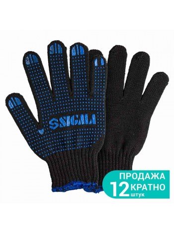 Рукавички трикотажні з ПВХ точкою р10 Оптима (чорні) Sigma (9442531)